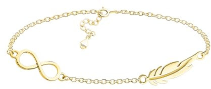 Sofia Milani - Damen Armband 925 Silber - vergoldet/golden - Unendlich Infinity Feder Anhänger - B0357