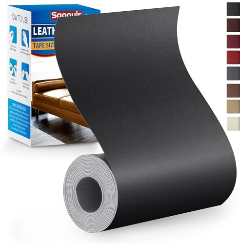 Sgooyir Kunstleder Selbstklebend Glatt schwarz, 10x160cm Leder Reparatur Set, Kunstleder Reparaturset Flicken Selbstklebend Patch für Autositze, Möbel, Sofa, Couch, Jacken