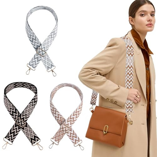 3 Stück Taschengurte Zum Wechseln, Verstellbarer Schultergurt für Taschen Breiter Taschengurt 70-130 cm Schulterriemen mit Karabiner für Damen Schulterriemen Crossbody Bag