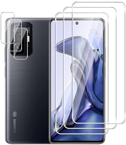 Dlxiks 3+3 Pezzi Vetro Temperato per Xiaomi 11T 5G / Xiaomi 11T Pro 5G,9H Durezza,Pellicola Prottetiva Anti Graffio,HD Trasparente Vetro Protettivo