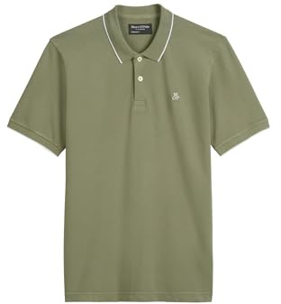 Marc O'Polo Herren Kurzarm-Poloshirt mit Stretch-Anteil Regular Fit, Grün (Oak Ash), L