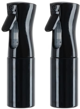 Uervoton Flacons pulvérisateurs continus Ultra Fine Mist Bouteilles d'eau vides Coiffeur Spray Bouteilles Salon Coiffeur Outil de Cheveux Pulvérisateur d'eau 200ML Noir - 2PCS
