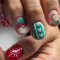 Ceboic 24 Pcs Weihnachten Nägel Zum Aufkleben Kurz Eckig, Rot Grün French Press on Nails mit Weihnachtsmann & Lebkuchenmann Design, Natürliche Künstliche Nägel Acryl Full Cover Kunstnägel für Frauen