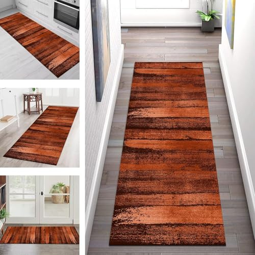 SGLGSTORE Teppich Läufer Lang Flur Küche Teppichläufer rutschfest Waschbar Küchenläufer Teppichmatten Rot Orange Schmutzfangmatte 60X90CM Meterware Flurteppich Wohnzimmer Schlafzimmer Küchenteppich
