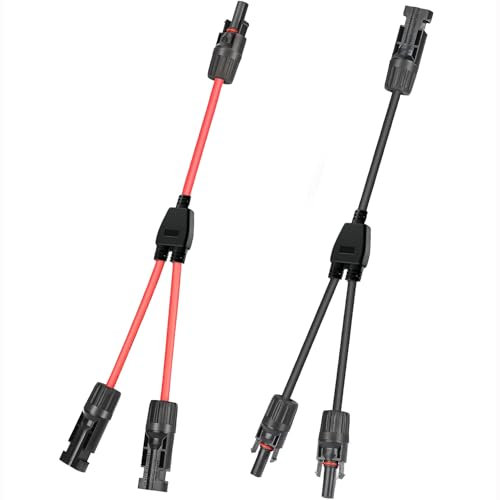 WOODGUILIN Solarkabel Y-Verteiler, 4 mm² Kabel Solarpanel 1auf 2 Y Solarkabel Stecker Fotovoltaik Kabel Y Stecker,1Y2 Stecker 1 Paar für Solaranlage Solarpanels.(Y 1-2 Mini)