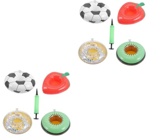 Sosoport 2sätze Aufblasbarer Getränkehalter Für Pool Mit Kreativen Designs Fußball Erdbeere Donut Einfache Benutzung Für Partys Und Strandtage