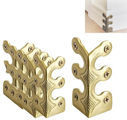 Fangatu Skiffers Baseboard Corner Protectors, Skiffers Corner Protectors, Solid Brass Skirting Board Corner Protectors, Skiffers - 2025 Upgrade Baseboard Corner Protectors. (Gold,6Pcs)