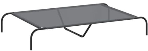 vidaXL Hundebett Erhöht Grau 130x80x20 cm Textilene und Stahl, Hundeliege, Hundesofa, Hundecouch, Haustierliege, Hunde Schlafplatz, Outdoor-Hundebett