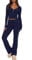 LACOZY Summer Ladies Cotton Pajamas Set Long Sleeve Sexy V Neck Pj Set Y2K 2 Piece Lounge Workout Set Tracksuit for Yoga Navy Blue Meidum