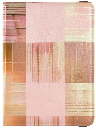 Porte-passeport en cuir sans couture à carreaux or rose - Porte-passeport - Organisateur de documents - Accessoires légers, Plaid or rose, silhouette sans couture, 1 size