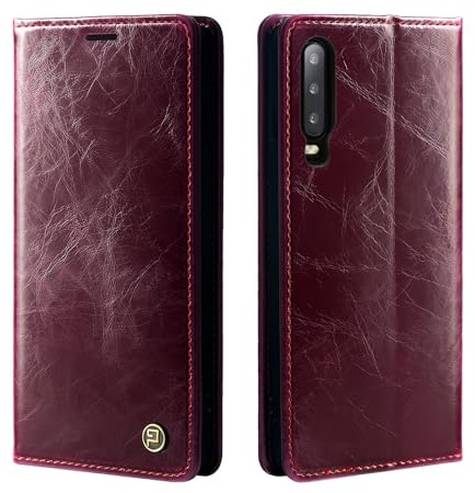 phase9 Handyhülle für Huawei P30 Klapphülle Magnetverschluss RFID-Schutz Kartenfächer Geldfach Standfunktion Vintage Schutzhülle Weinrot