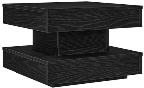 vidaXL 360-degree rotatable black coffee table - engineered wood, ample storage, modern design for living room or office - 50x50x34.5 cm