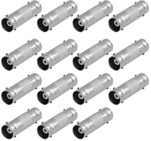 SopwMap 15 Pièces Adaptateurs Connecteurs BNC Femelle à BNC Femelle pour Caméras de Sécurité CCTV, Connecteurs en Métal Nickelé, Résistants à la Corrosion ﻿