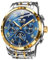 OLEVS Goldblau automatische Herrenuhren, goldene selbstaufziehende mechanische Business Luxus-Armbanduhr aus Edelstahl mit Mondphase, wasserdicht, Leuchtend, mit Kalender für Männer