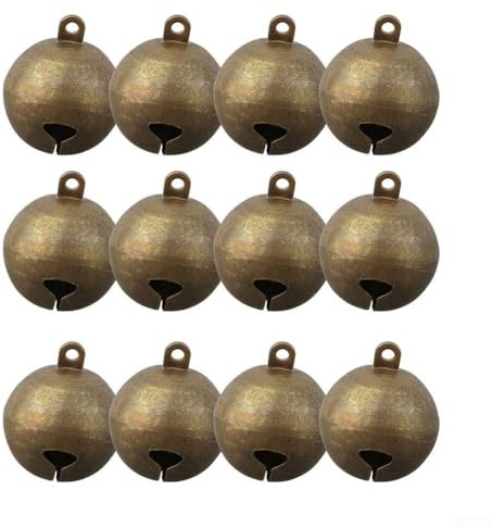 Gdfnmogo Paquete de 12 cascabeles de latón vintage, 25 mm, suministros para hacer joyas, adornos para árbol de Navidad, accesorios para mascotas, decoración de boda