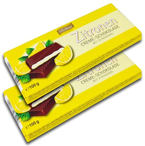 2 er Pack Böhme Creme-Schokolade Zitrone 2 x 100g Milchschokolade mit Füllung aus Zitronen-Creme