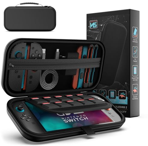 XIONZIJA PU Tasche für Nintendo Switch 2 mit Samt-Futter - Inkl. 10 Spielkarten-Fächern.