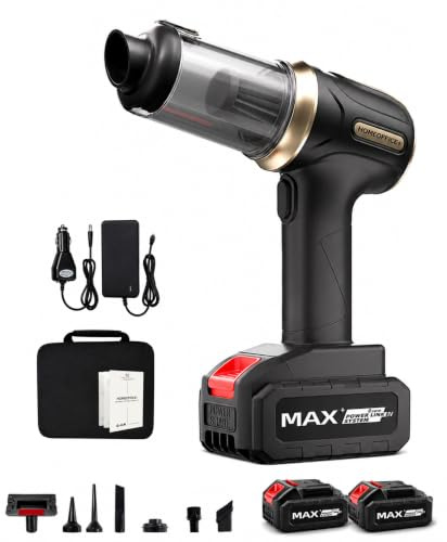 Aspirateur voiture puissant moteur 120W maison bureau mini aspirateur nettoyage intérieur voiture chargeur secteur+câble allume cigare Aspirateur Souffleur à main 2 vitesses 2 batteries amovibles