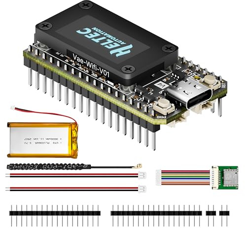 Heltec WiFi LoRa 32 V4 Kit de placa de desarrollo con carcasa de batería ESP32 S3 SX1262 27dBm pantalla OLED para comunicación inalámbrica Meshtastic IoT Arduino (GPS+batería de 3000 mAh)