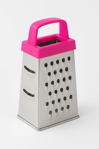 ELEGANCIO Edelstahl Mini Vierkantreibe Höhe 6,6 cm ideal als kleine Käsereibe Knoblauchreibe Ingwerhobel Parmesanreibe bei Tisch Ingwerreibe 4-seitige Turm Küchenreibe (rosa)