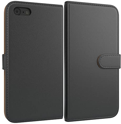 EAZY CASE Tasche kompatibel mit iPhone SE (2022/2020) / iPhone 8/7 Schutzhülle mit Standfunktion Klapphülle im Bookstyle, Handytasche Hülle mit Magnetverschluss und Kartenfach, Kunstleder, Schwarz