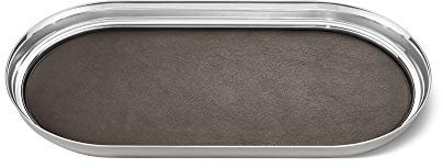 Georg Jensen Manhattan Tablett, edelstahl, silber, 18 x 35 x 2.8 cm