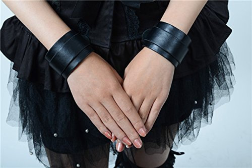 Black Sugar Une pièce Bracelet Similicuir Noir Double Couche Haute Qualité Gothique Punk Goth Lolita Rock Metal Grunge Edgy Taille Unique Réglable par Fermeture à Boucle Unisexe Paris