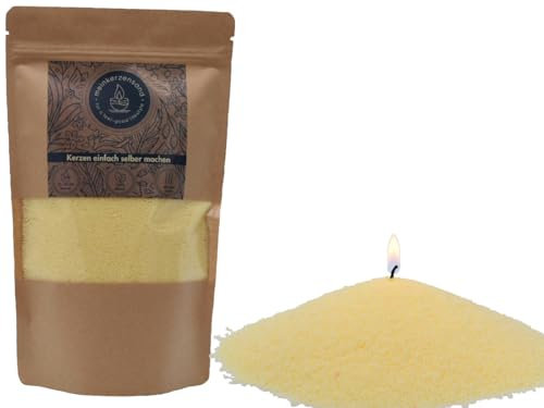 KERZENSAND inkl. 2 Dochte á 20cm - Palmwachs Wachsgranulat Kerzengranulat Kerze Wachs Teelicht - Universal einsetzbar - unvergleichbar Kreativ (vanille - 400g)