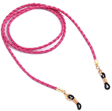 Likgreat - Catenina portaocchiali per occhiali da lettura da donna con cordoncini alle estremità rosa