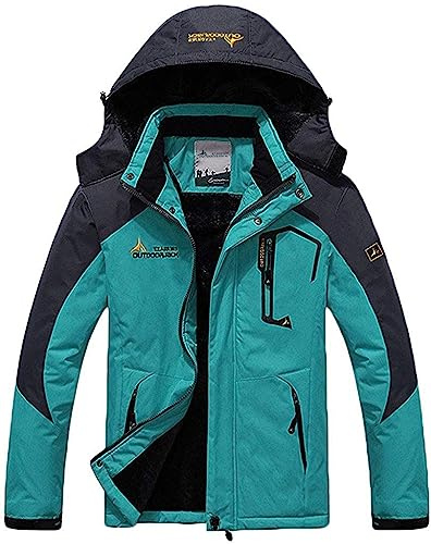 Memoryee Herren Ski Jacke Warmer Gefüttert Winter Fleece Mantel Wasserdichter mit Abnehmbarer Kapuze Outdoorjacke