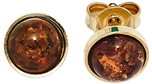 Jobo Damen-Ohrstecker aus 8 Karat 333 Gold mit Bernstein Rund