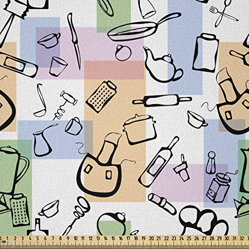 ABAKUHAUS Abstrakt Stoff als Meterware, Küche Sachen Küche, Microfaser Multi Zweck Dekostoff für Kunsthandwerke, 3M (230x300cm), Mehrfarbig