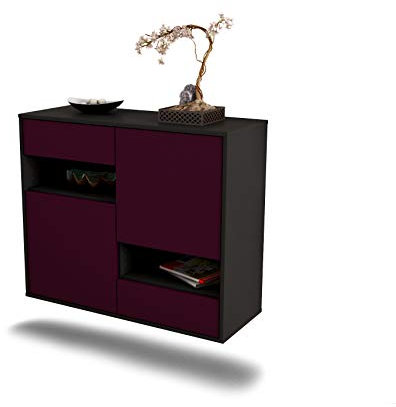 Dekati Sideboard Spokane hängend (92x77x35cm) Korpus anthrazit matt - Front Lila - Push to Open