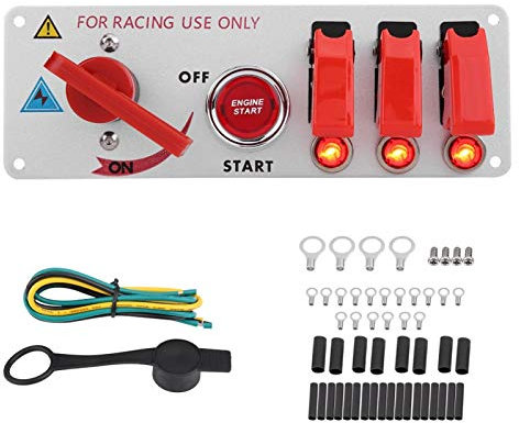 Zünd Schalttafel, Fydun 12V Zündungsschalter Wasserdicht Wippschalter Panel Racing Car Zünd Schalttafel Motorstart LED Drucktasten