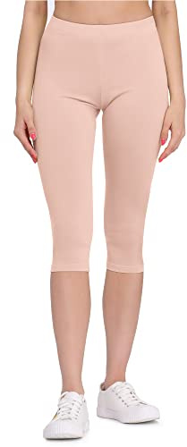 Bellivalini Damen Leggings Bequeme und atmungsaktiv Leggings 3/4 aus Viskose BLV50-148 (Puderrosa, S)