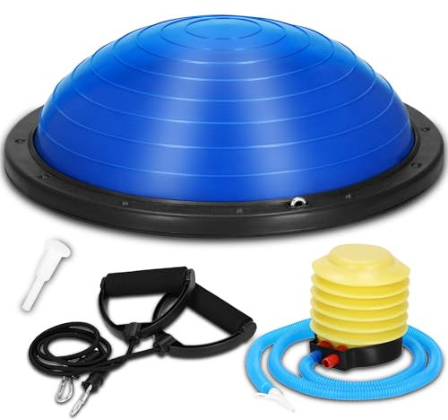 SPRINGOS Gymnastikball + 2 Zugbänder + Luftpumpe, Balance Ball mit Übungsbänder, Stabilität-Trainer, Balance Trainer, halbrund, Durchmesser 57 cm, Höhe: 25 cm, maximale Belastung: 200 kg