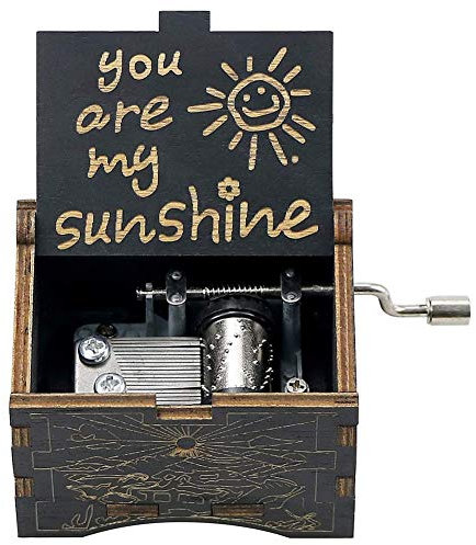iSpchen Vintage Spieluhr Holz, Engraved Musical Box with Hand Crank, You Are My Sunshine Music Box Geschenk für Mutter, Tochter, Enkelin Home Decoration Crafts