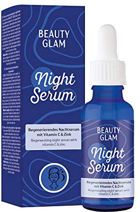 Nachtserum Gesicht mit Vitamin C & Hyaluron Säure – für eine straffe Haut - Vegan, silikonfrei, ohne Farbstoffe, Made in Germany, BEAUTY GLAM – Night Serum - 30 ml