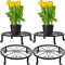 4 Pieces Metal Potted Plant Stand Round Iron Floor Flower Supports Holder Decorative Garden Pots Containers Stand for Home Garden Patio Planting Support(Black)
