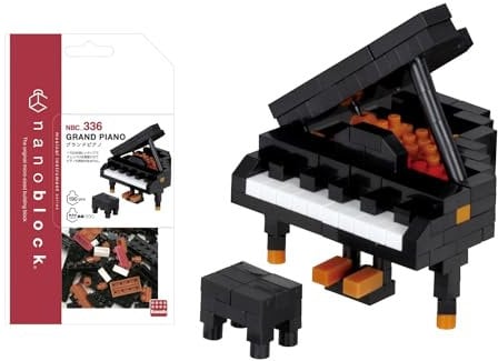 Bandai - Nanoblock - Grand Piano - Mini figurine en briques - Jeu de construction - Kit construction figurines instrument de musique en pixel - NBC336