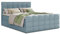 Boxspringbett Best Lux mit Fußteil, 2 Bettkästen und Topper - Doppelbett, Bonell-Matratze, Polsterbett, Bett, Betten, Bettgestell, Schlafzimmer (Blau (Vidar 83), 180 x 200 cm)