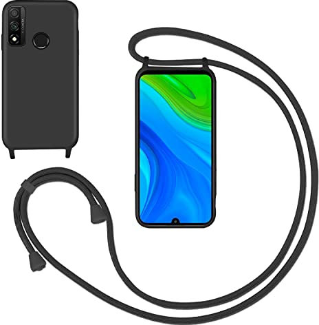 GoodcAcy Handykette Handyhülle für Huawei P Smart 2019/2020,Smartphone Necklace Hülle mit Band Schutzhülle mit Kette zum umhängen Halskette Flüssig Silikon Case für Huawei P Smart 2019/2020,Schwarz