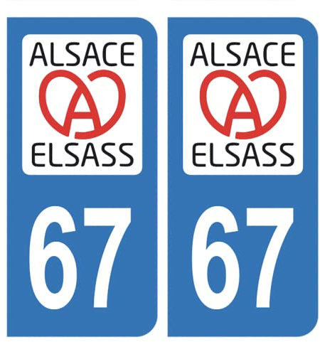 HADEXIA Self-Adhesive Number Plate Registration Stickers Department 67 Bas-Rhin Region Alsass Alsace