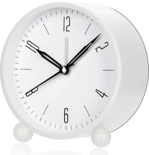 YouJabz Alarm Clock, Super Silent Non Ticking Small Clock with Night Light, Battery Operated, Simply Design, Loud Alarm for Bedroom, Bedside, Desk, Back to School, Learning Awards Student gift