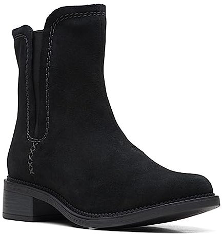 Clarks Zip Maye, Stivali a metà Polpaccio Donna, Camoscio Nero, 41 EU