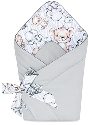 Pepi Baby Pucktuch - Einschlagdecke - Baby Pucksack - Praktisches Wickeltuch für jedes Kleinkind - Universelle Verwendung - Babyschale Decke Oder Eine Spielmatte Safari Grey mit Velvet