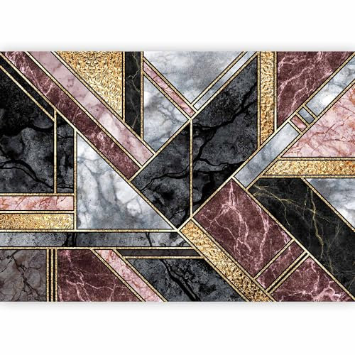 murando - Papier peint panoramique artistique 300x210 cm - Revêtement mural décoration salon - Design moderne - Beige gris - Fond marbre rochers géométrie géométrique pierres f-B-10038-a-a