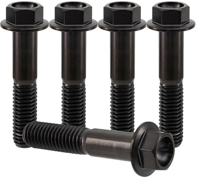 RISON-Titanium 5 Pièces Vis à Tête à Bride en Titane M10x1.25x35mm, Vis de Tête de Rondelle de Bouchon Boulons à Tête Hexagonale d'entraînement Fixation pour Vélo, Moto, Voiture