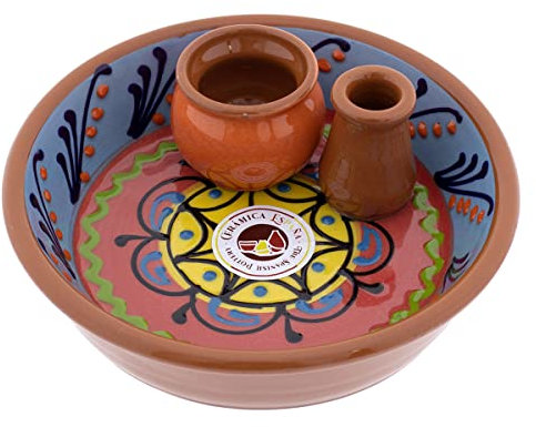 CERÁMICA ESPAÑA | Cuencos | Bol | Bowl | Cuencos de aperitivo | Cuencos cocina | Aceitunero cerámica decorado - Modelo M03 | 100% Decorado a mano | 16x16x5.5 cm