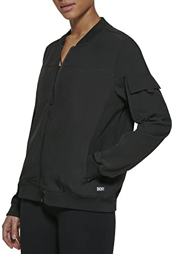 DKNY Damen Sport Women's Jacket Anorak mit Kapuze, Schwarz, L